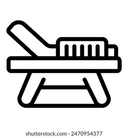Vector illustration of a simple chaise lounge in black line art, isolated on white background
