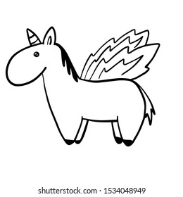 vector illustration of a simple childish drawing of a unicorn