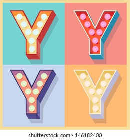 Vector illustration of simple and clear flat lamp alphabet. Letter y