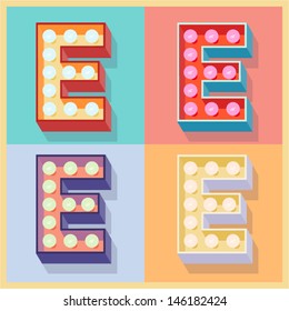 Vector illustration of simple and clear flat lamp alphabet. Letter e