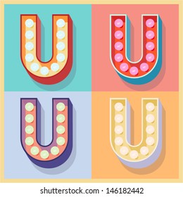 Vector illustration of simple and clear flat lamp alphabet. Letter u