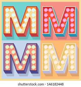 Vector illustration of simple and clear flat lamp alphabet. Letter m