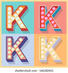 Vector illustration of simple and clear flat lamp alphabet. Letter k