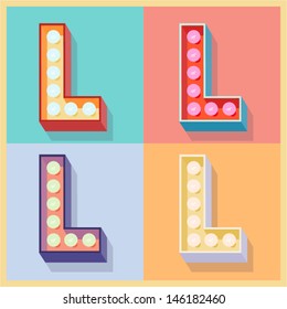 Vector illustration of simple and clear flat lamp alphabet. Letter l