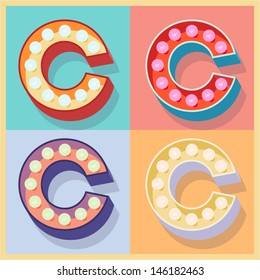 Vector illustration of simple and clear flat lamp alphabet. Letter c