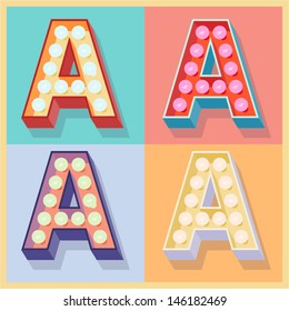 Vector illustration of simple and clear flat lamp alphabet. Letter a