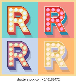 Vector illustration of simple and clear flat lamp alphabet. Letter r