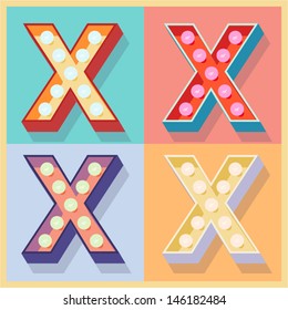 Vector illustration of simple and clear flat lamp alphabet. Letter x