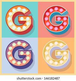 Vector illustration of simple and clear flat lamp alphabet. Letter g