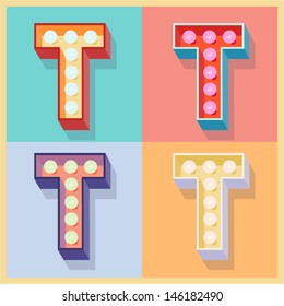 Vector illustration of simple and clear flat lamp alphabet. Letter t