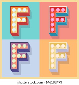 Vector illustration of simple and clear flat lamp alphabet. Letter f