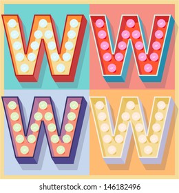 Vector illustration of simple and clear flat lamp alphabet. Letter w