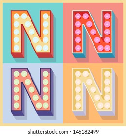 Vector illustration of simple and clear flat lamp alphabet. Letter n