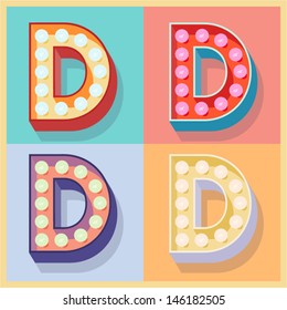 Vector illustration of simple and clear flat lamp alphabet. Letter d