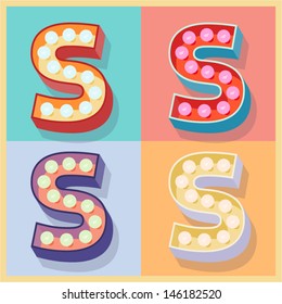 Vector illustration of simple and clear flat lamp alphabet. Letter s