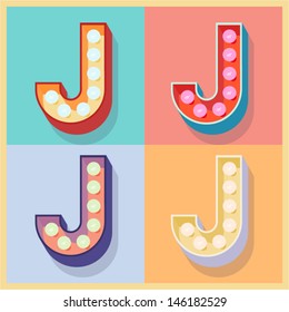 Vector illustration of simple and clear flat lamp alphabet. Letter j