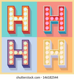 Vector illustration of simple and clear flat lamp alphabet. Letter h