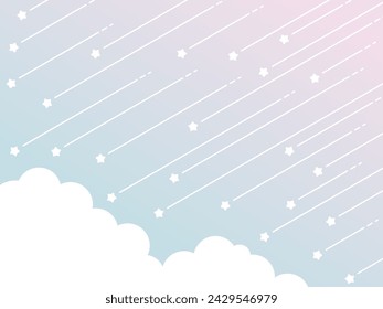 Vector illustration of Simple cloud and shooting star gradation background (pink, light blue)