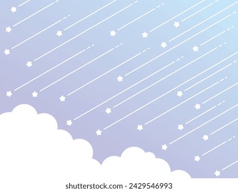 Vector illustration of Simple cloud and shooting star gradation background (purple, light blue)