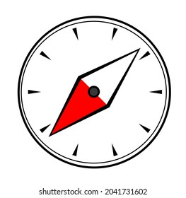 Vector Illustration Of Simple Compass Icon.black Red Compas Isolated On White Background