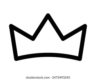 Vector illustration of a simple crown icon in black and white. Perfect for royalty, luxury, and leadership-related designs. Editable stroke.