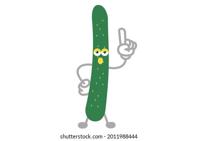 Vector illustration of simple and cute cucumber character to point