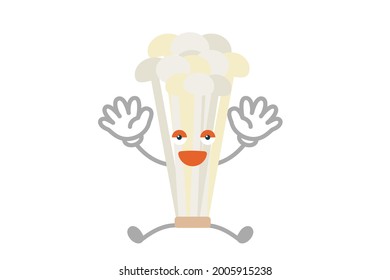 Vector illustration of simple and cute enoki character to jump