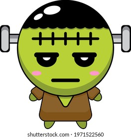 Vector illustration of a simple cute frankenstein cartoon mascot character