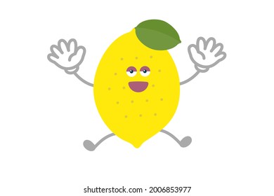 Vector illustration of simple and cute lemon character to jump