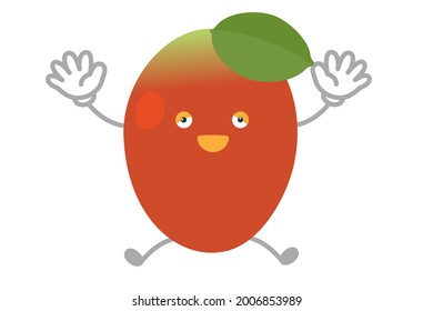 Vector illustration of simple and cute mango character to jump