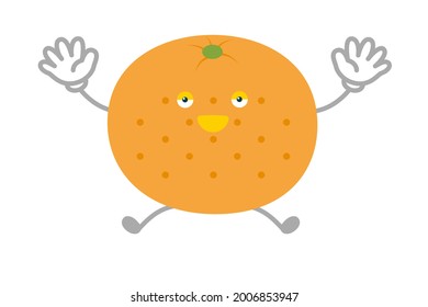 Vector illustration of simple and cute orange character jumping