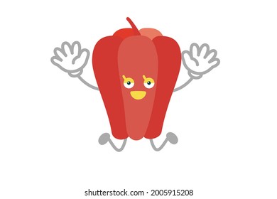 Vector illustration of simple and cute paprika character to jump