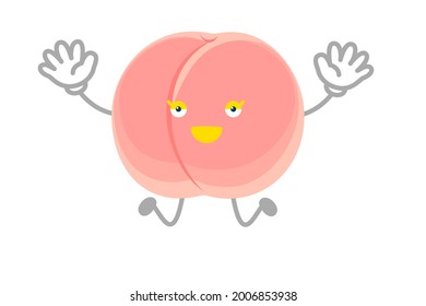 Vector illustration of simple and cute peach character to jump
