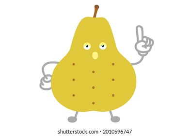 Vector illustration of a simple and cute pear character to point