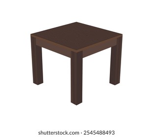 Vektorgrafik eines schlichten dunkelbraunen Holztisches mit minimalistischem Design, ideal für Möbel und Interieur-Ideen
