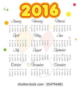 Vector illustration of Simple design calendar 2016 year design template