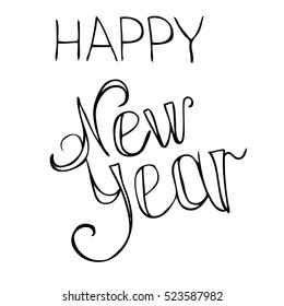 Vector illustration. Simple design text greetings for the New Year.