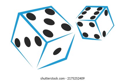 Vector illustration of simple dices, casino dice logo, simple isometric dices icon for apps and website