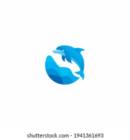 Vector illustration of a simple dolphin logo icon