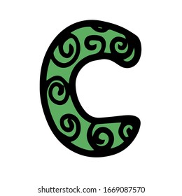 
vector illustration simple doodle letter C in English on a white background isolated