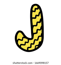 
vector illustration simple doodle letter J in English on a white background isolated