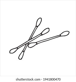 vector illustration simple doodle style doodle. cotton buds. subject of hygiene, sanitation, lifestyle. cotton swabs for cleaning your ears.