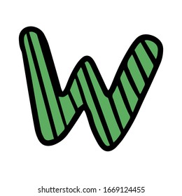 
vector illustration of a simple drawing of the letter W in English, on a white background, isolated