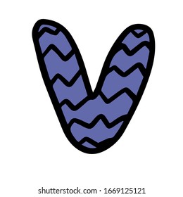 
Vector illustration of a simple drawing of the letter V in English, on a white background isolated.