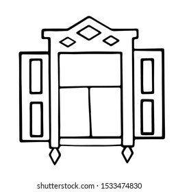 
vector illustration simple drawing, russian antique window shutters