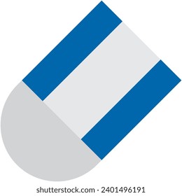 Ilustración vectorial de un borrador simple en un estuche de rayas (azul)