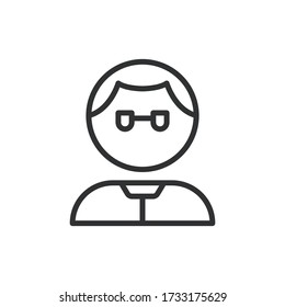Vector illustration of simple father avatar icon or logo with black color and line design style