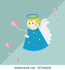 Vector illustration: simple flat angel design. Valentine's day. Cupid illustration