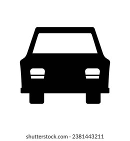 Vector Illustration of a Simple Flat Car Icon Glyph