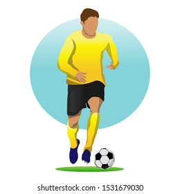 Vector Illustration in Simple Flat Design Style of a Football Player